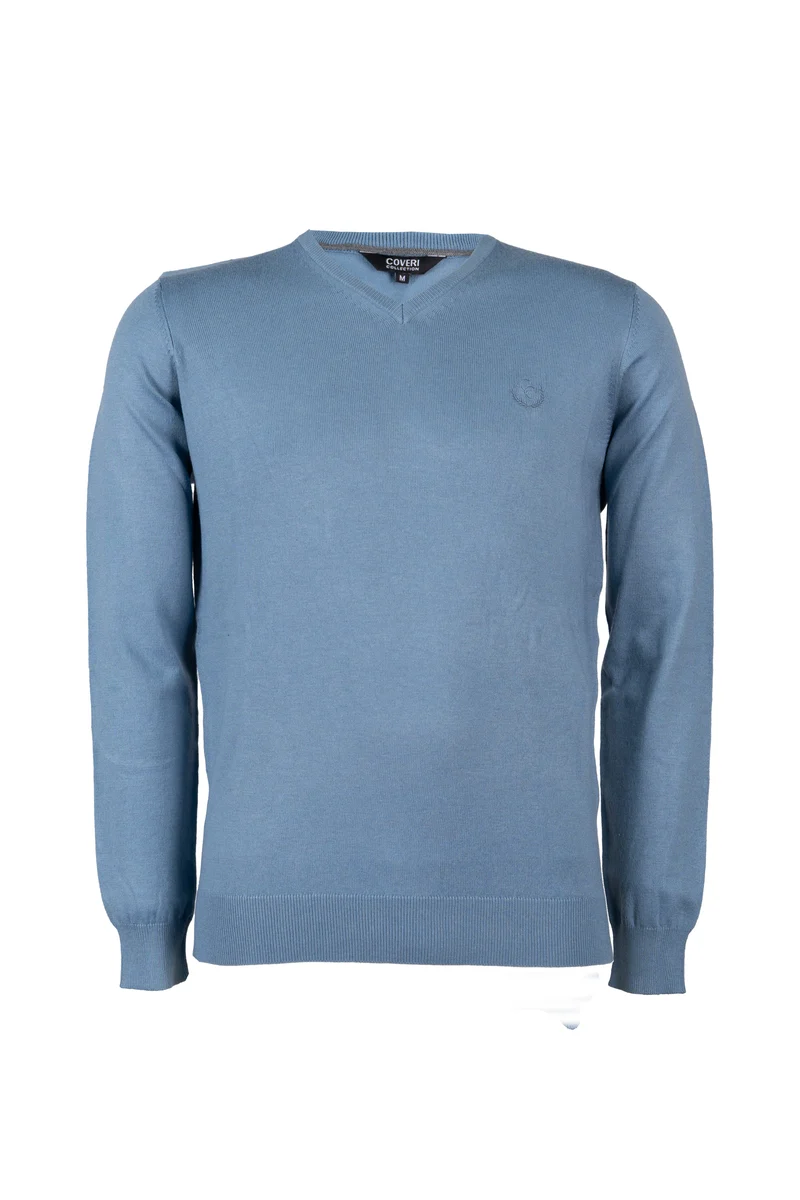 Pullover con scollo a V con logo ricamato ton sur ton sul petto