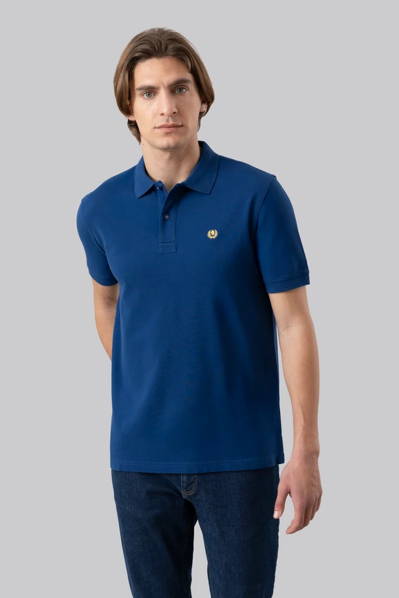 Polo in piquet di cotone con logo ricamato a contrasto
