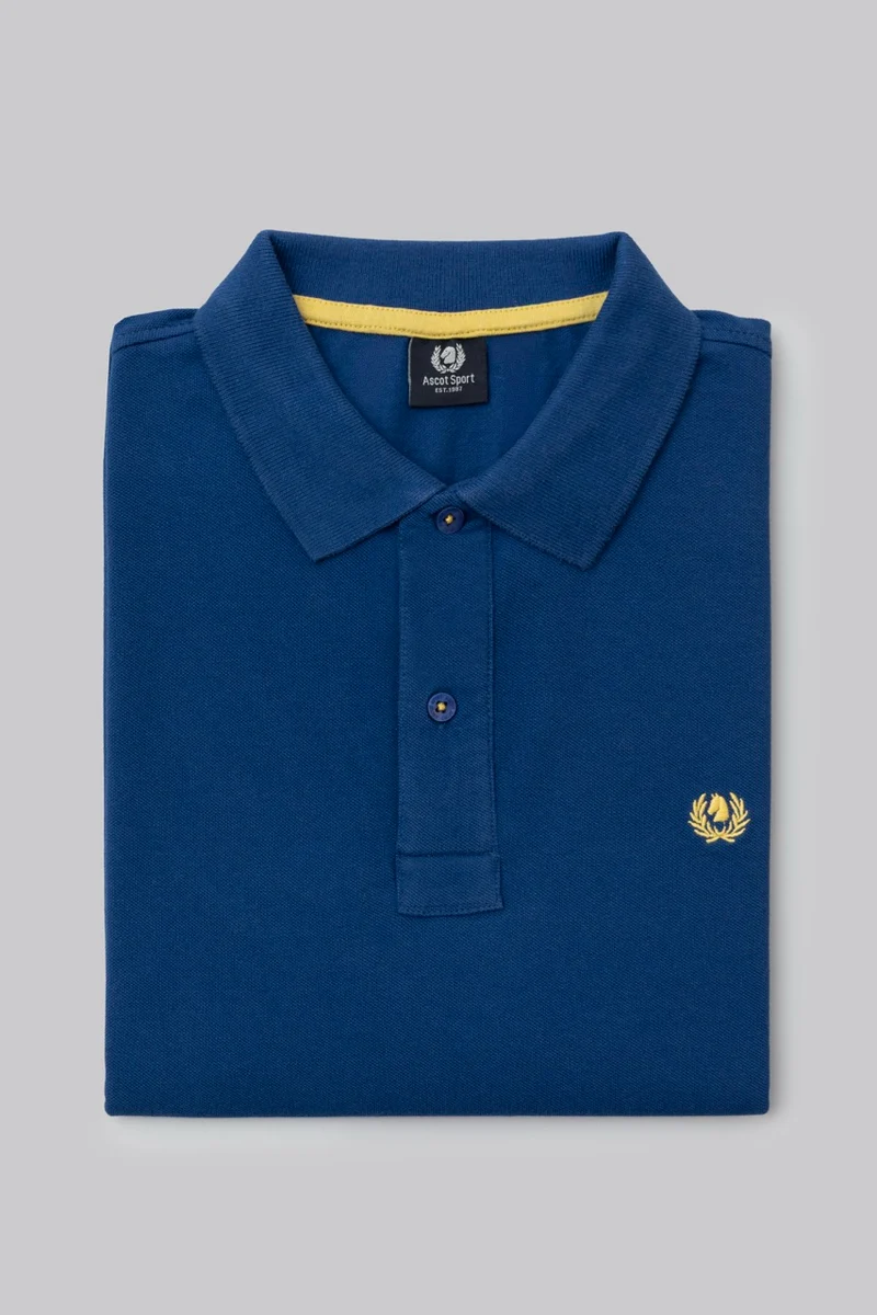 Polo in piquet di cotone con logo ricamato a contrasto