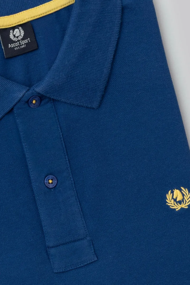 Polo in piquet di cotone con logo ricamato a contrasto