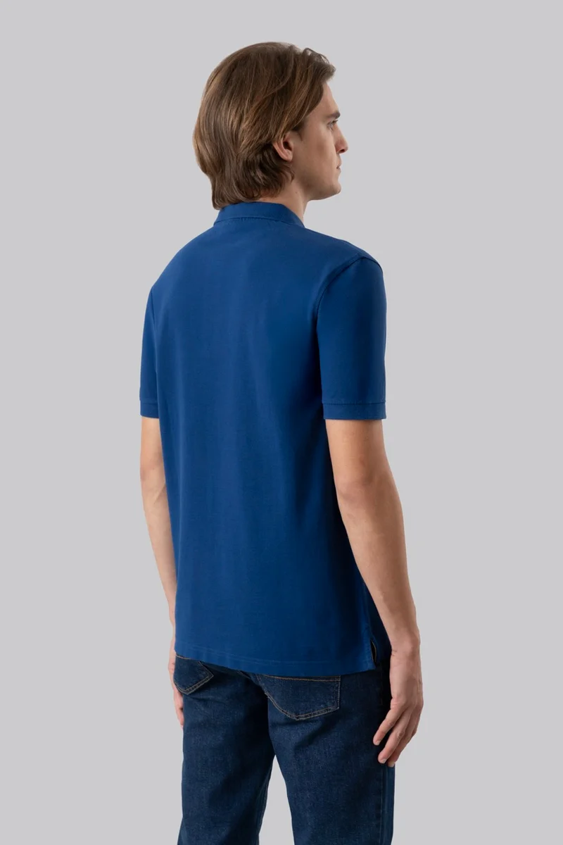Polo in piquet di cotone con logo ricamato a contrasto