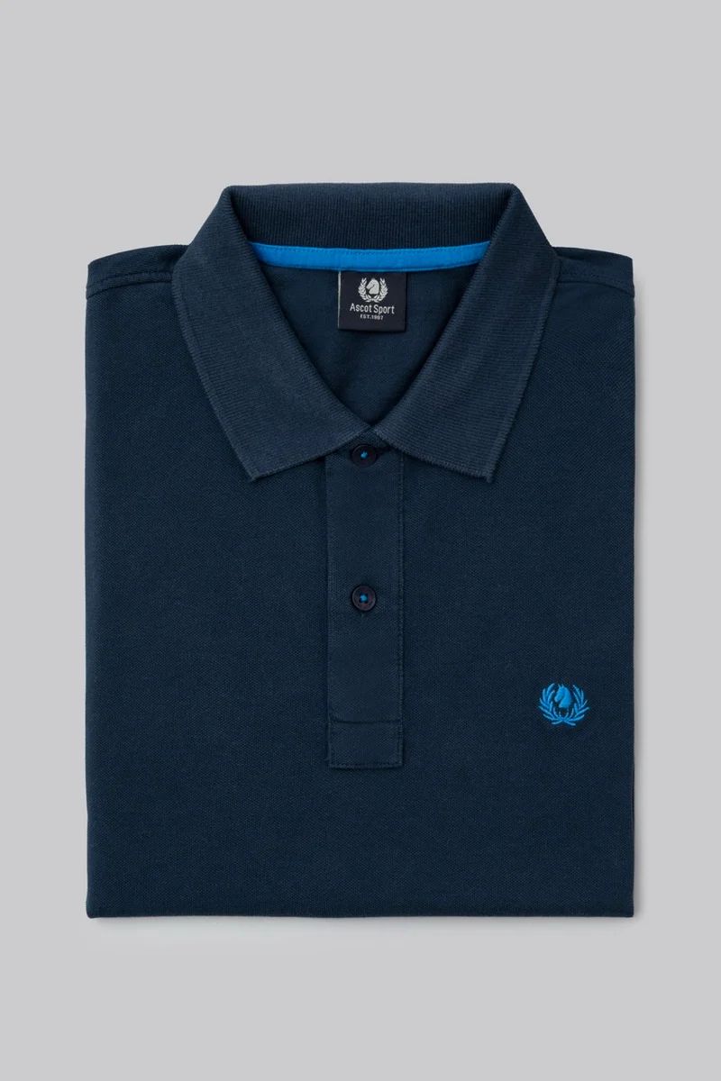 Polo in piquet di cotone con logo ricamato a contrasto