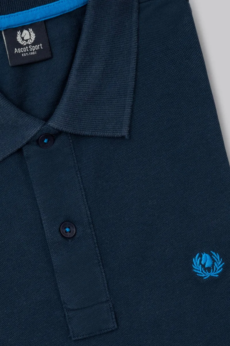 Polo in piquet di cotone con logo ricamato a contrasto