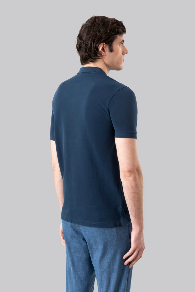 Polo in piquet di cotone con logo ricamato a contrasto