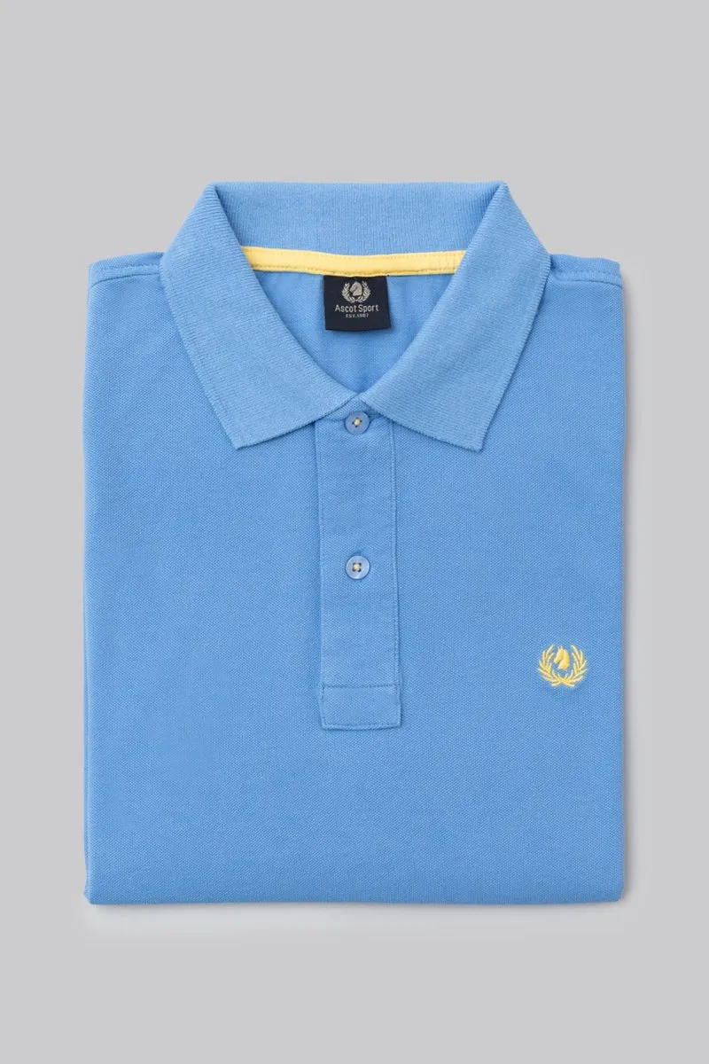 Polo in piquet di cotone con logo ricamato a contrasto