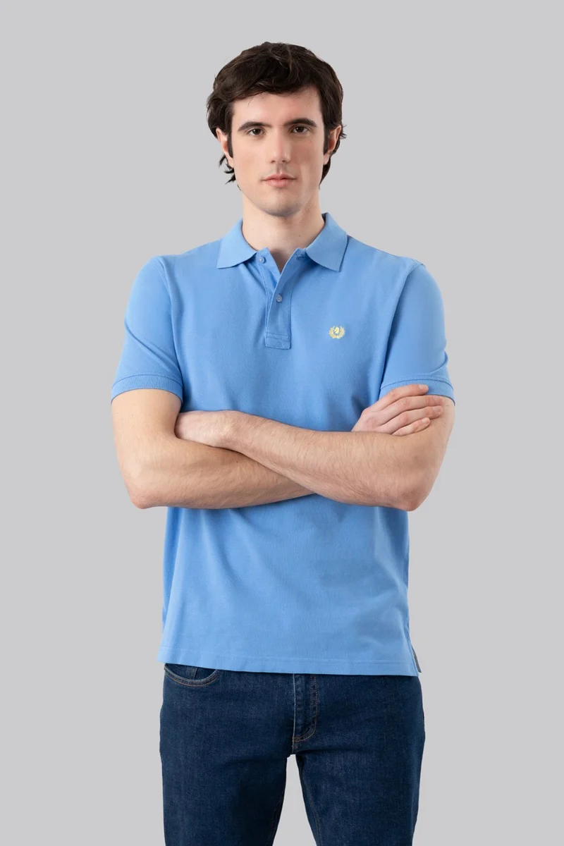 Polo in piquet di cotone con logo ricamato a contrasto