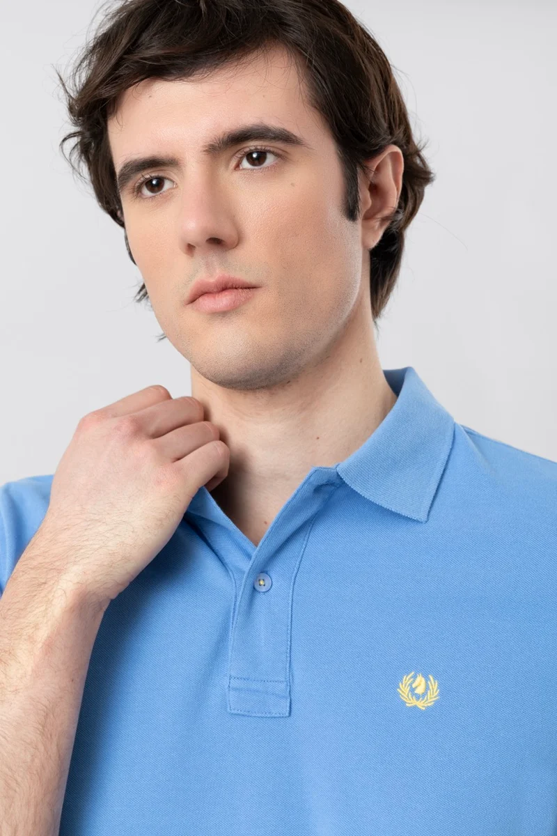 Polo in piquet di cotone con logo ricamato a contrasto
