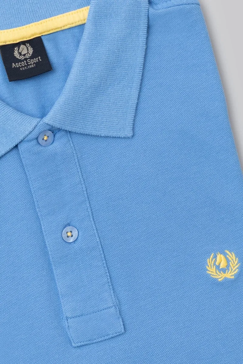 Polo in piquet di cotone con logo ricamato a contrasto
