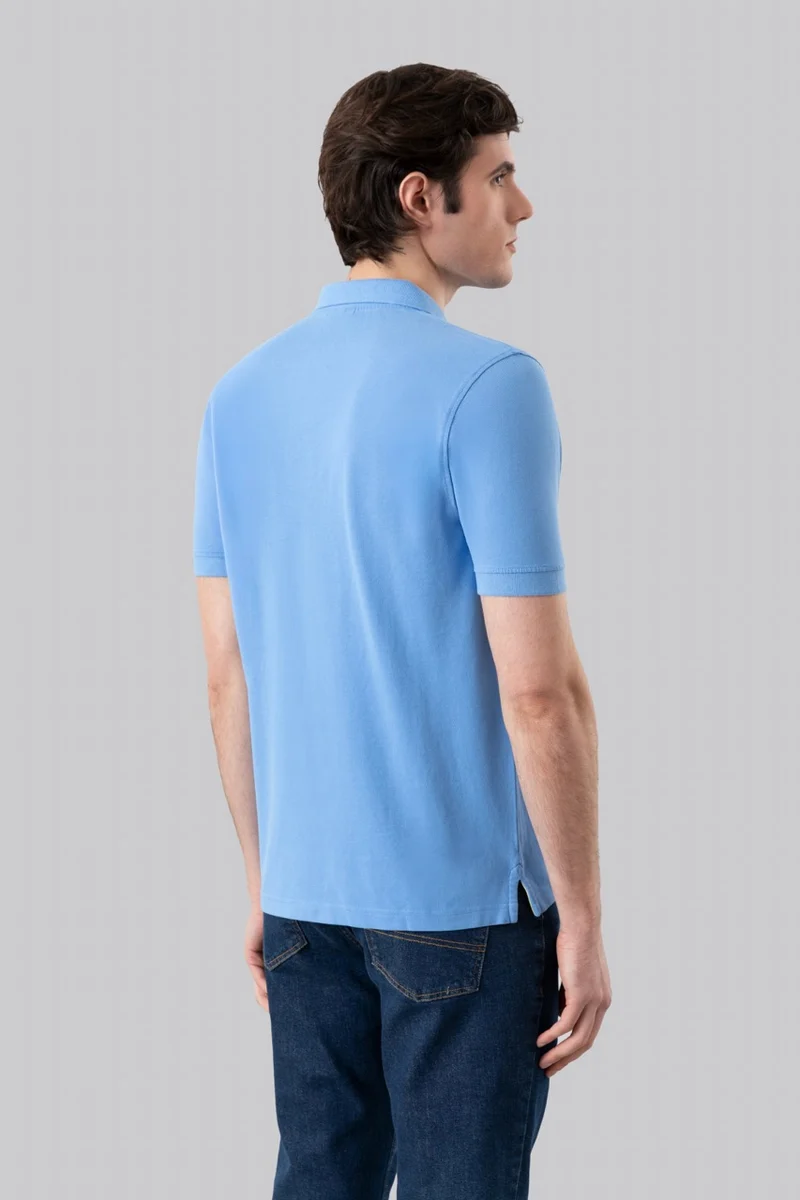Polo in piquet di cotone con logo ricamato a contrasto
