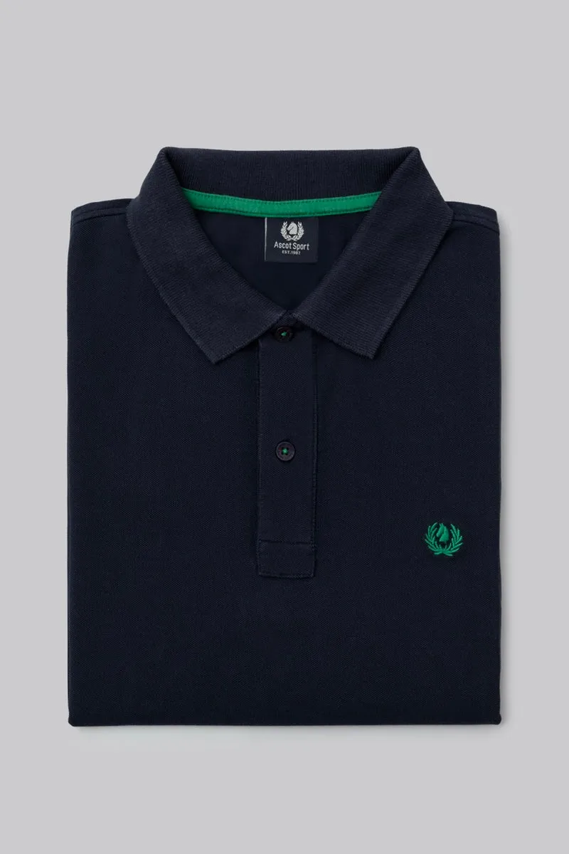 Polo in piquet di cotone con logo ricamato a contrasto