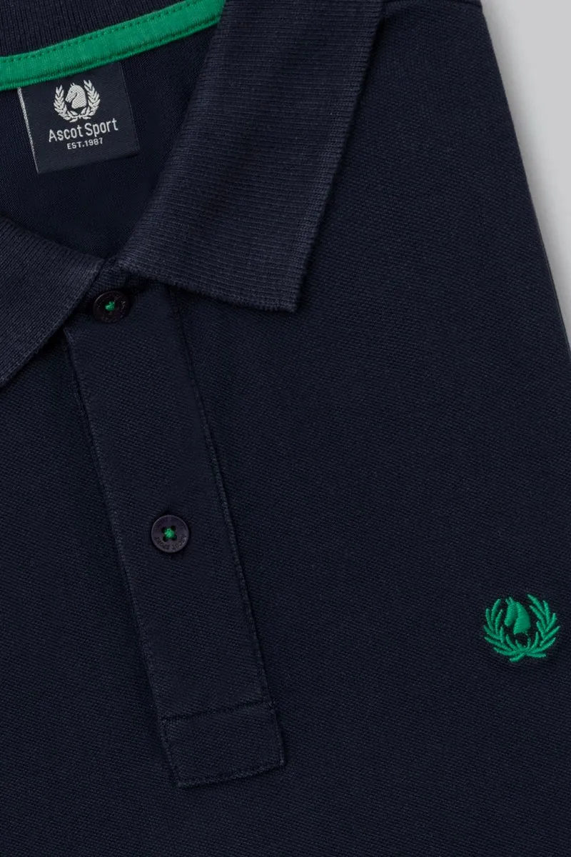 Polo in piquet di cotone con logo ricamato a contrasto