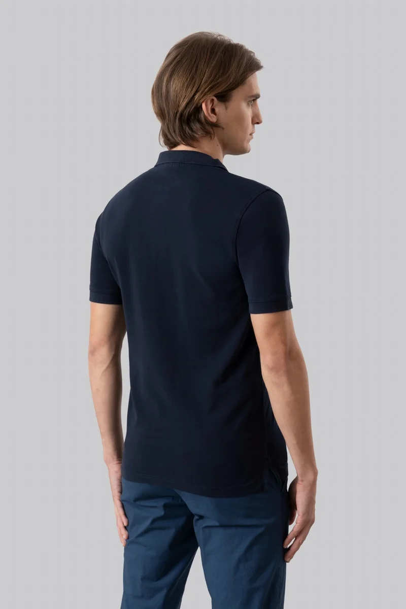 Polo in piquet di cotone con logo ricamato a contrasto