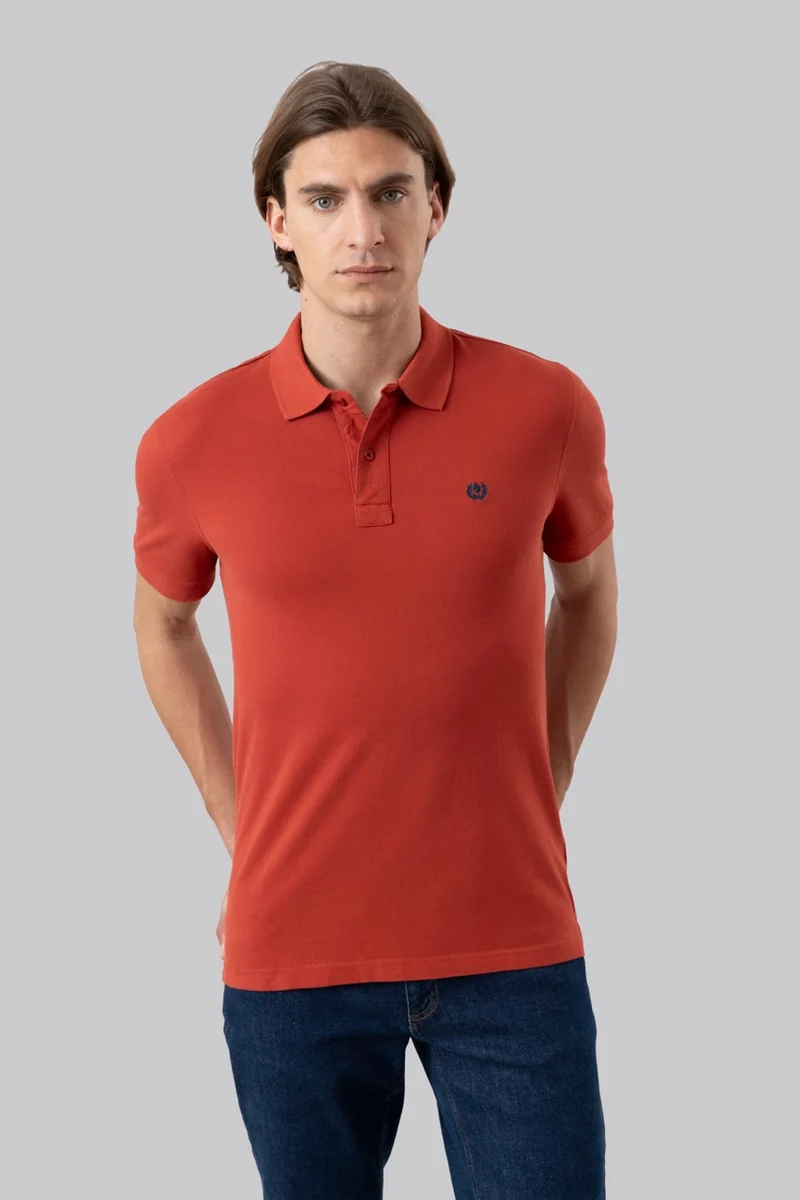 Polo in piquet di cotone con logo ricamato a contrasto