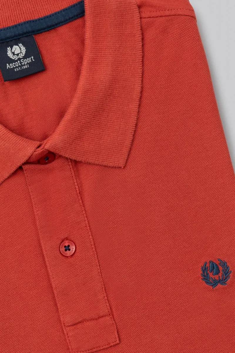 Polo in piquet di cotone con logo ricamato a contrasto