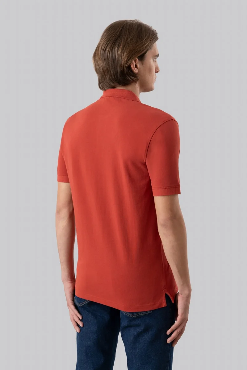 Polo in piquet di cotone con logo ricamato a contrasto
