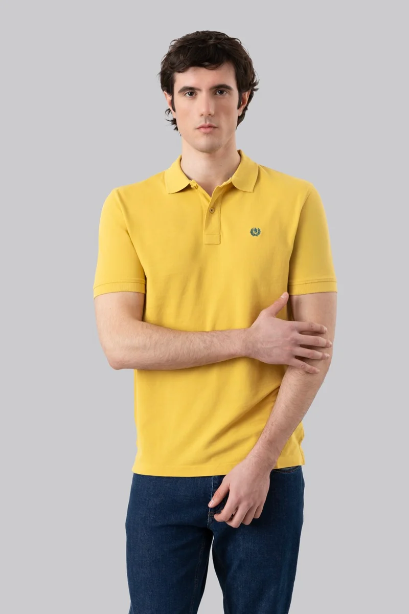 Polo in piquet di cotone con logo ricamato a contrasto