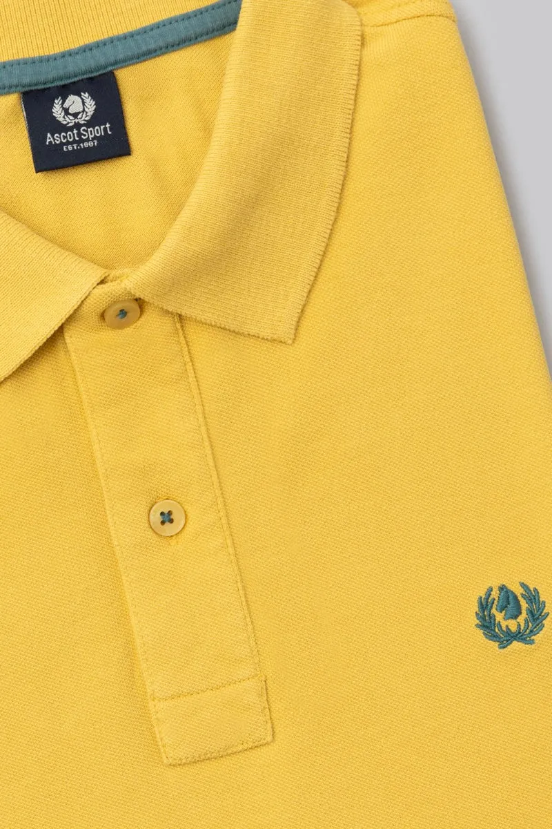 Polo in piquet di cotone con logo ricamato a contrasto
