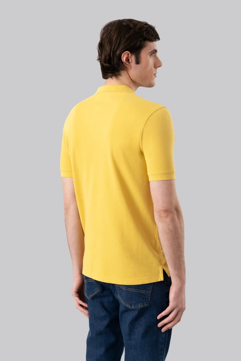 Polo in piquet di cotone con logo ricamato a contrasto