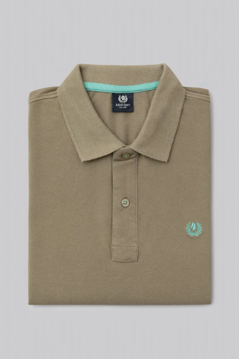 Polo in piquet di cotone con logo ricamato a contrasto