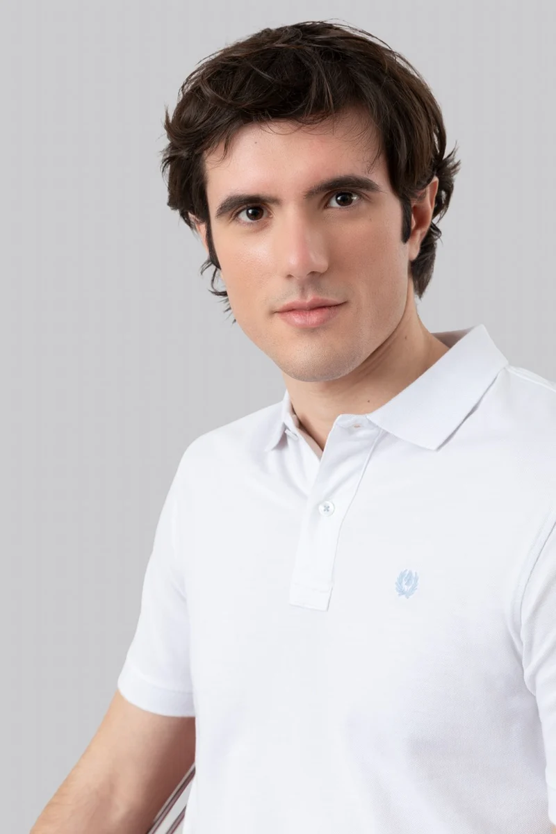 Polo in piquet di cotone con logo ricamato a contrasto