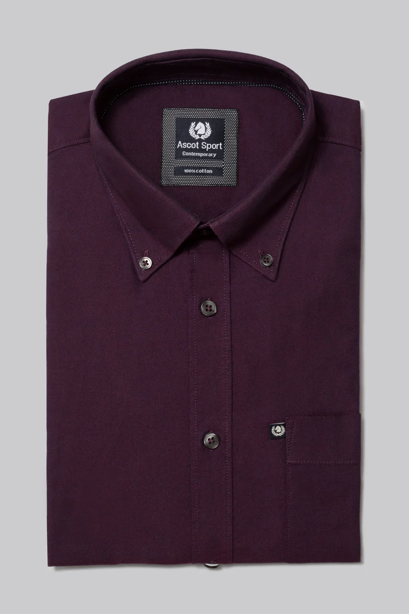 Camicia in Oxford di cotone con taschino e collo button down