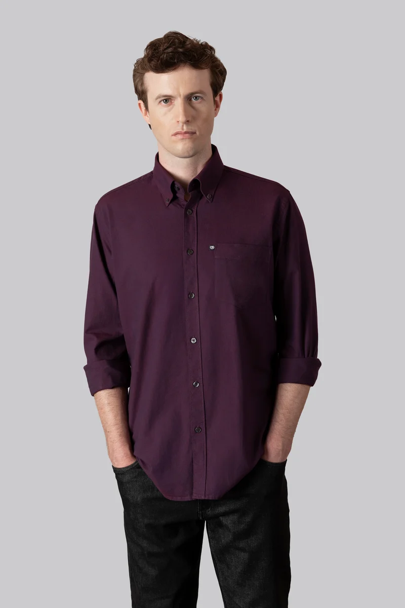 Camicia in Oxford di cotone con taschino e collo button down