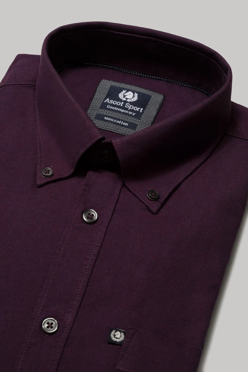 Camicia in Oxford di cotone con taschino e collo button down