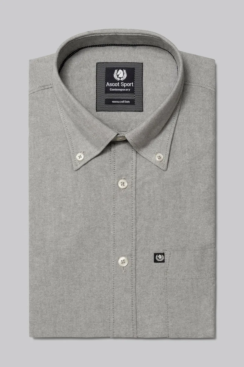 Camicia in Oxford di cotone con taschino e collo button down