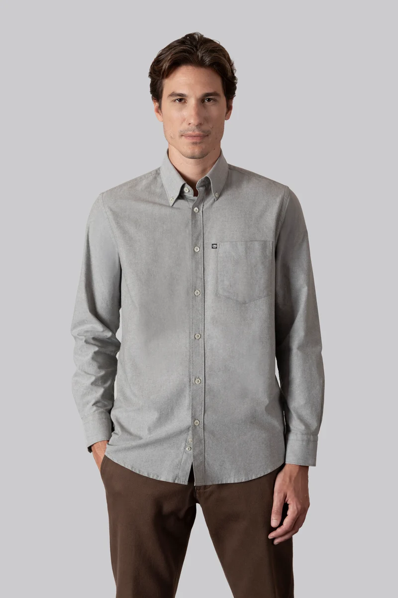 Camicia in Oxford di cotone con taschino e collo button down