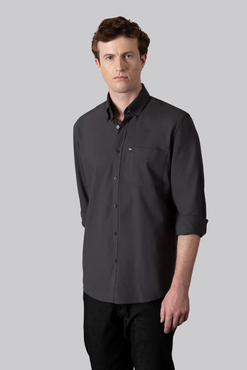 Camicia in Oxford di cotone con taschino e collo button down