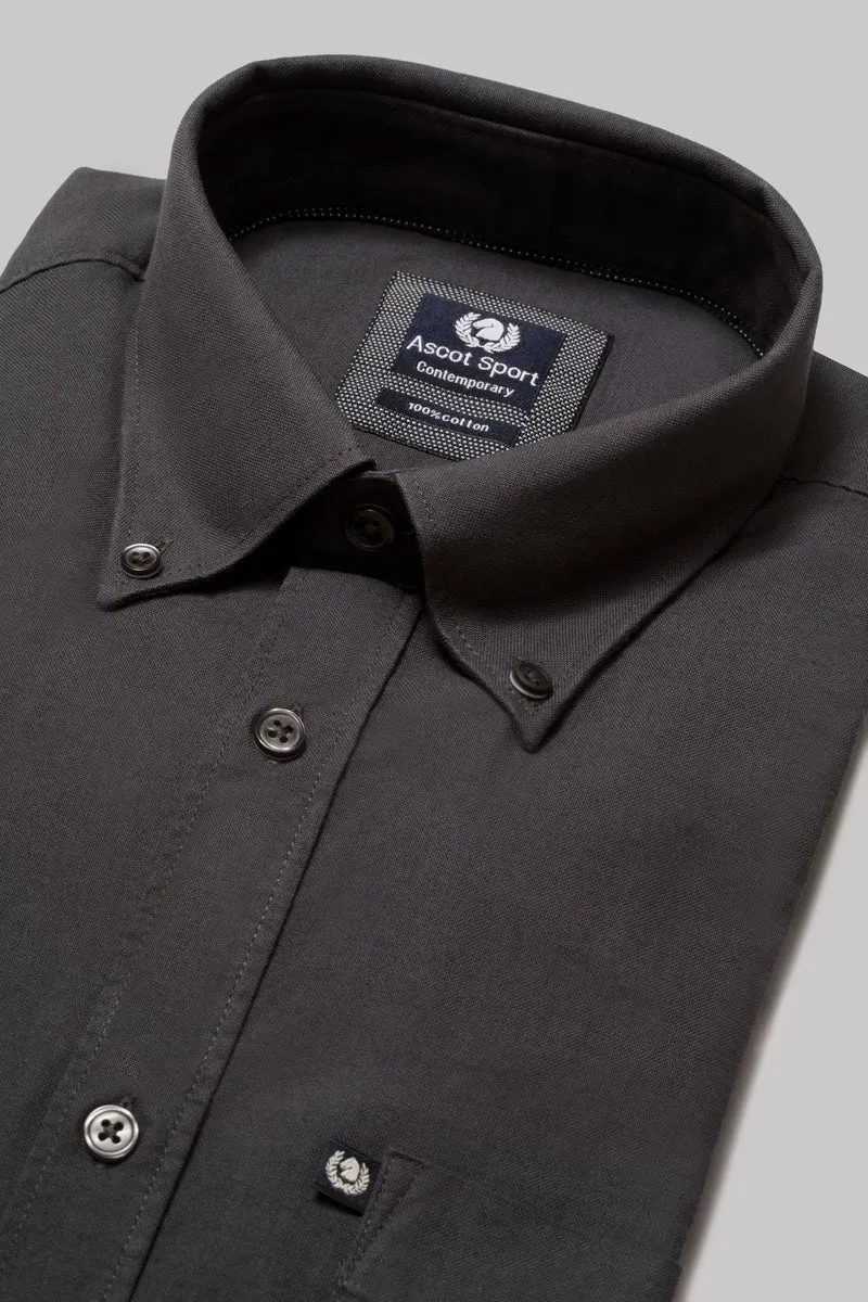 Camicia in Oxford di cotone con taschino e collo button down