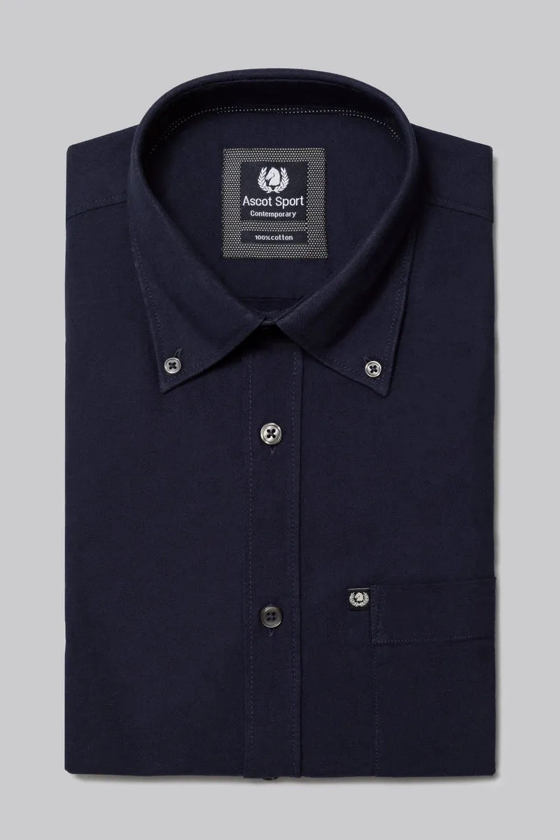 Camicia in Oxford di cotone con taschino e collo button down