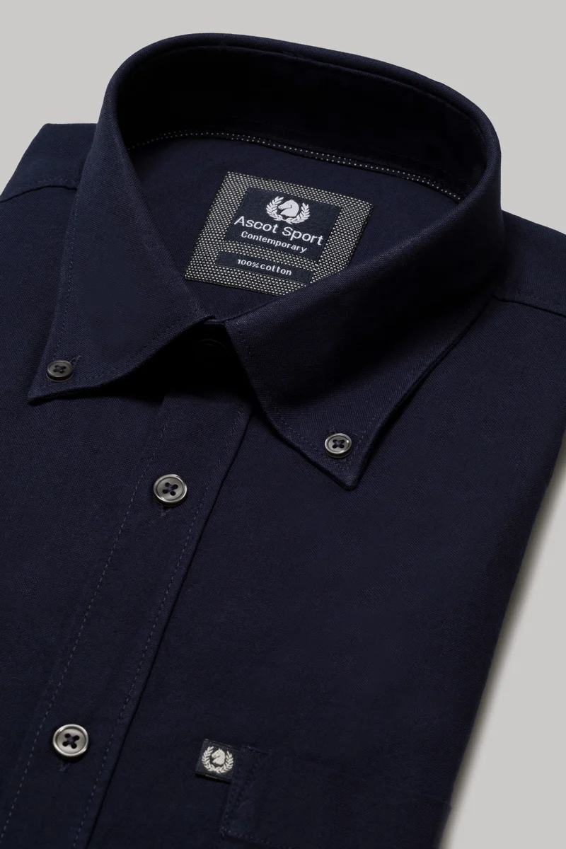 Camicia in Oxford di cotone con taschino e collo button down