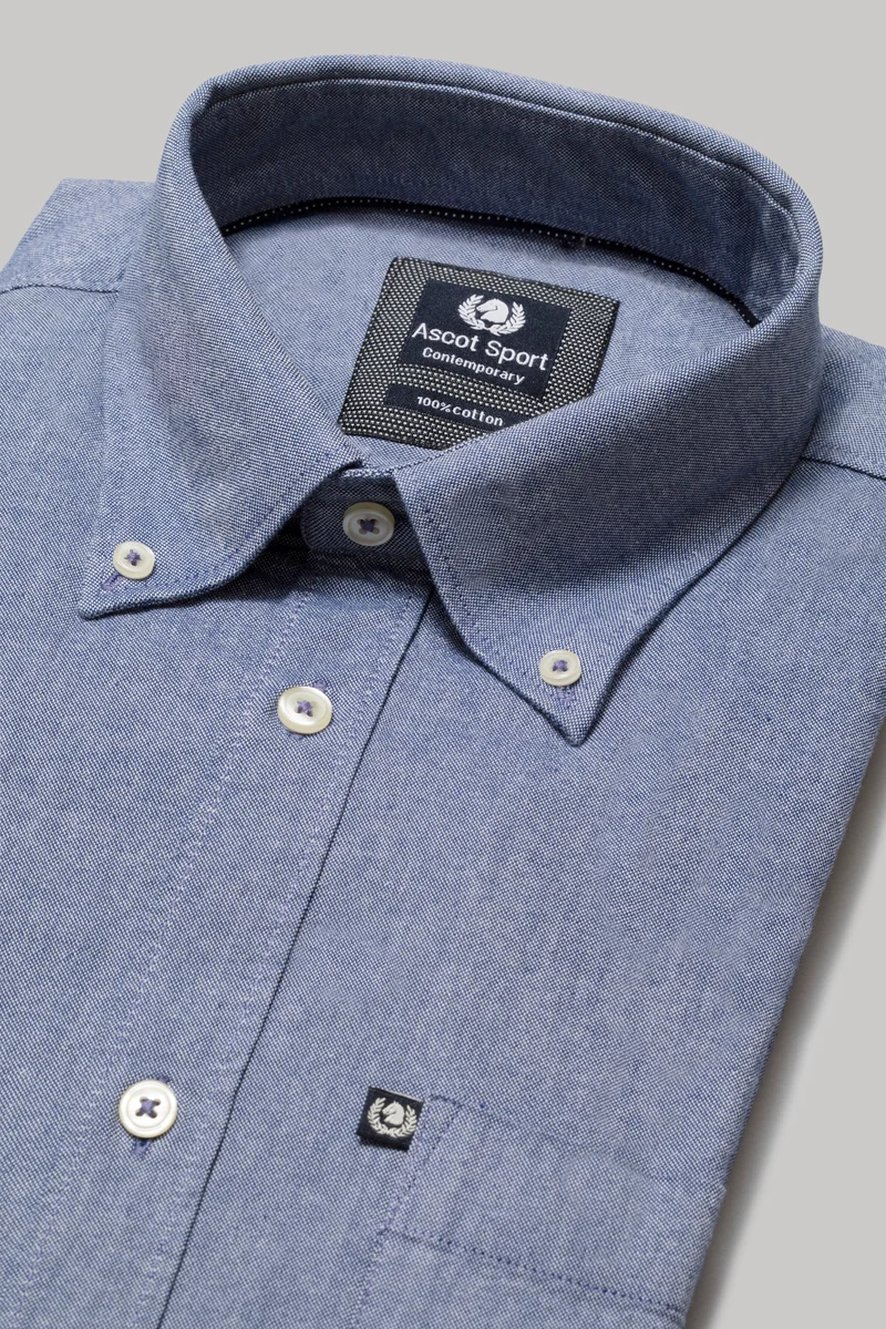 Camicia in Oxford di cotone con taschino e collo button down