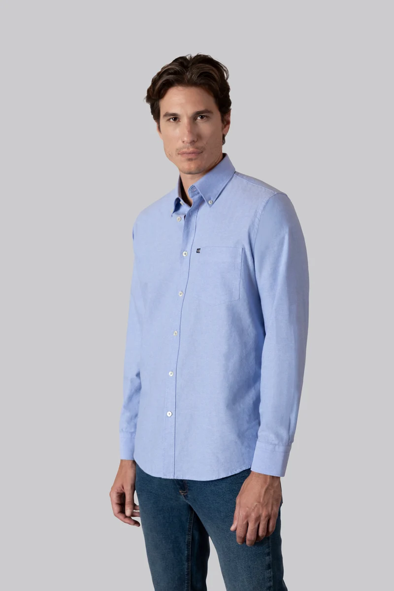 Camicia in Oxford di cotone con taschino e collo button down