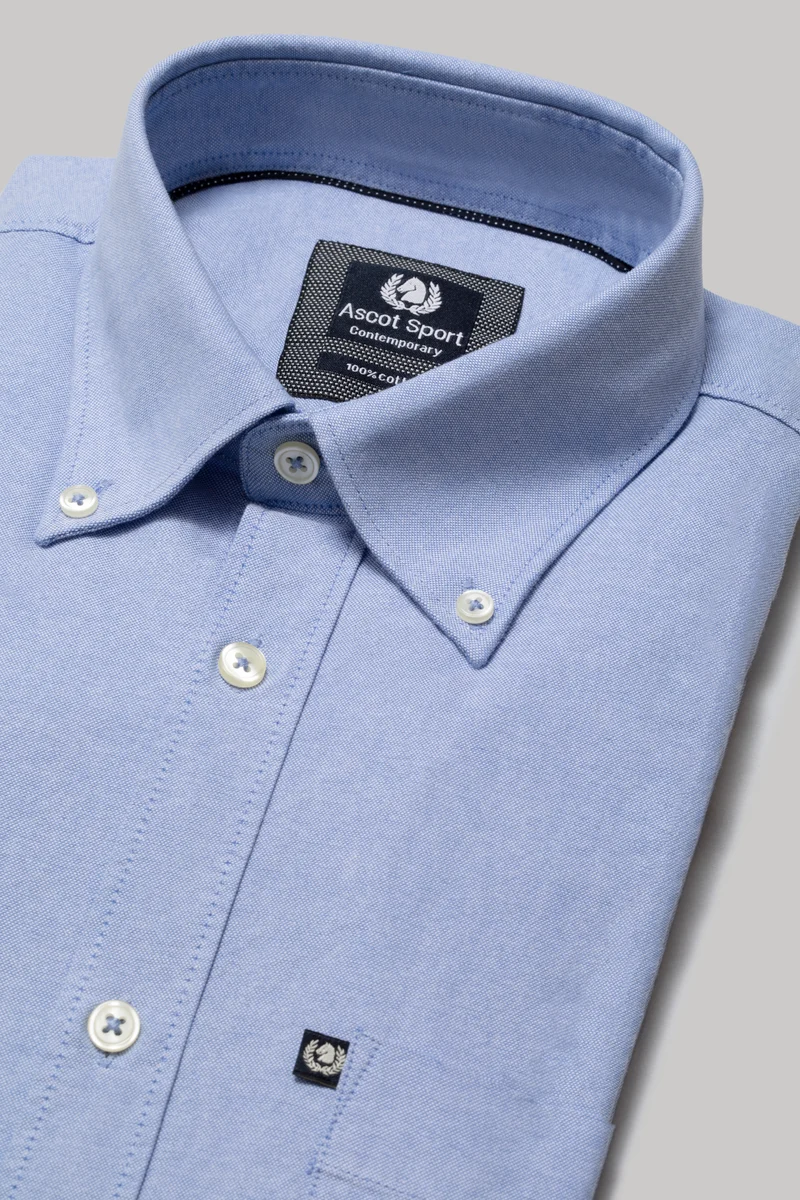 Camicia in Oxford di cotone con taschino e collo button down