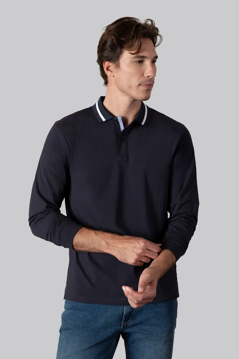Polo in jersey BiStretch con dettaglio a contrasto su collo