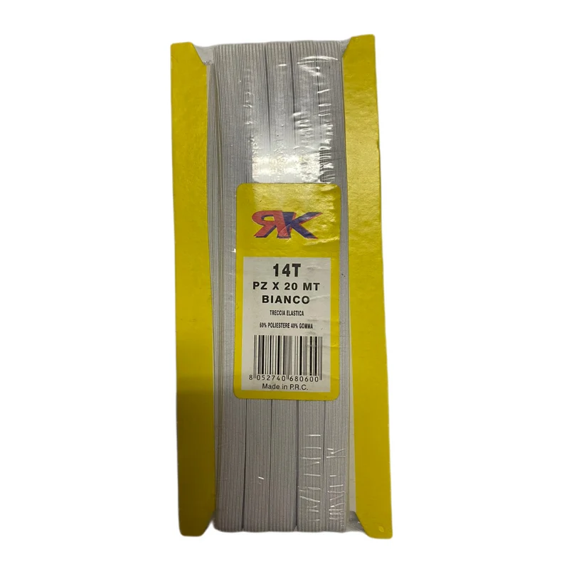 MOLLA BIANCA TRECCIA ELASTICA BORDATA 20 METRI ALTA 14 MM