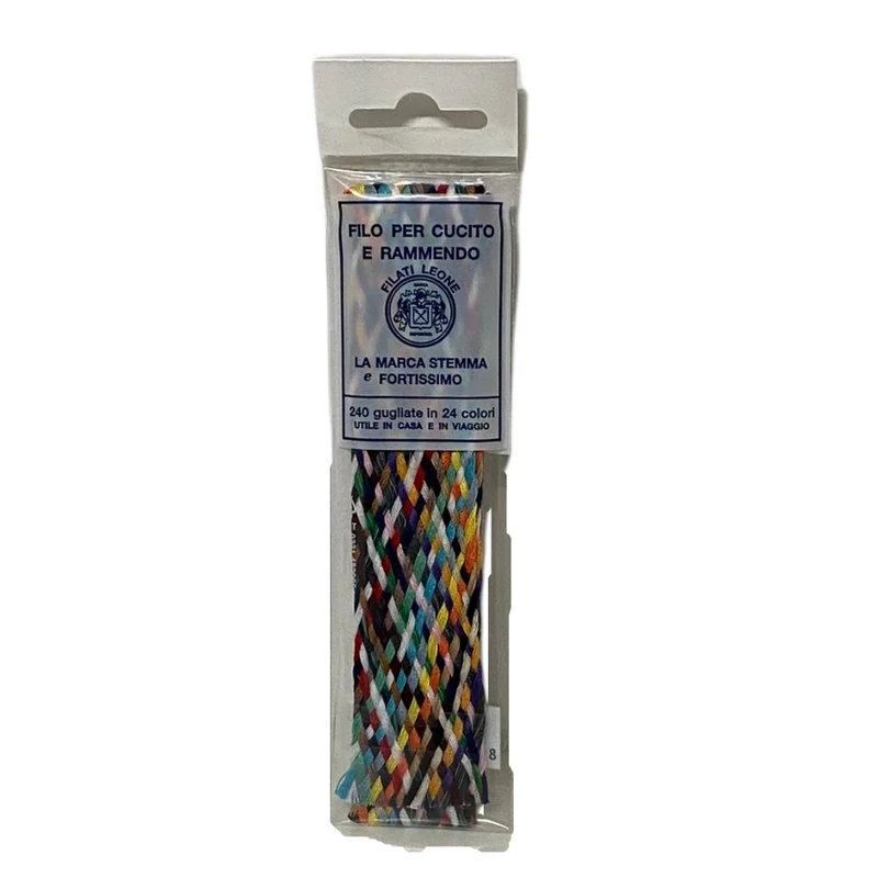 TRECCIA MULTICOLORE DI FILO DA CUCIRE IN COTONE 240 FILI IN 24 COLORI UTILE PER LA CASA E PER VIAGGI
