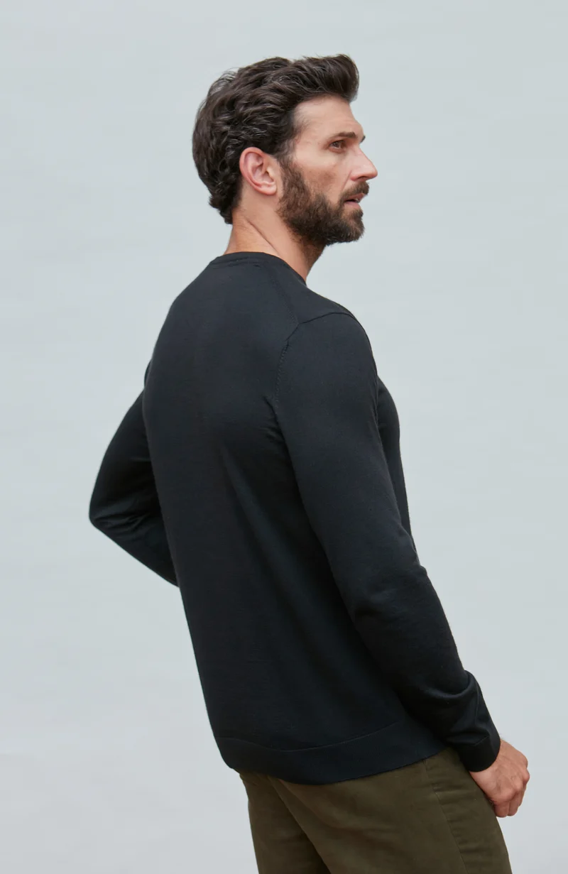 Mens Superfine Merino Silk Crew Neck Jumper