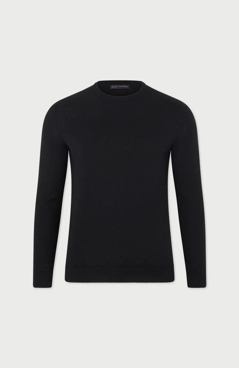 Mens Superfine Merino Silk Crew Neck Jumper