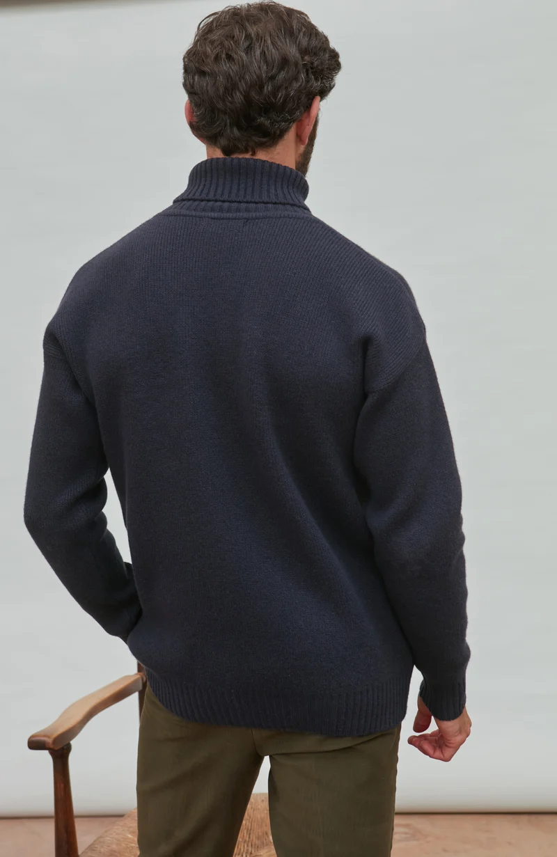 Mens Merino Cashmere Submariner Roll Neck Jumper