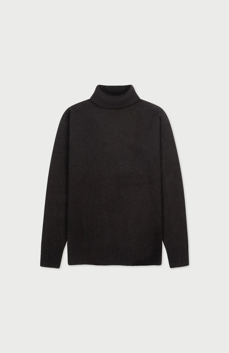 Mens Merino Cashmere Submariner Roll Neck Jumper
