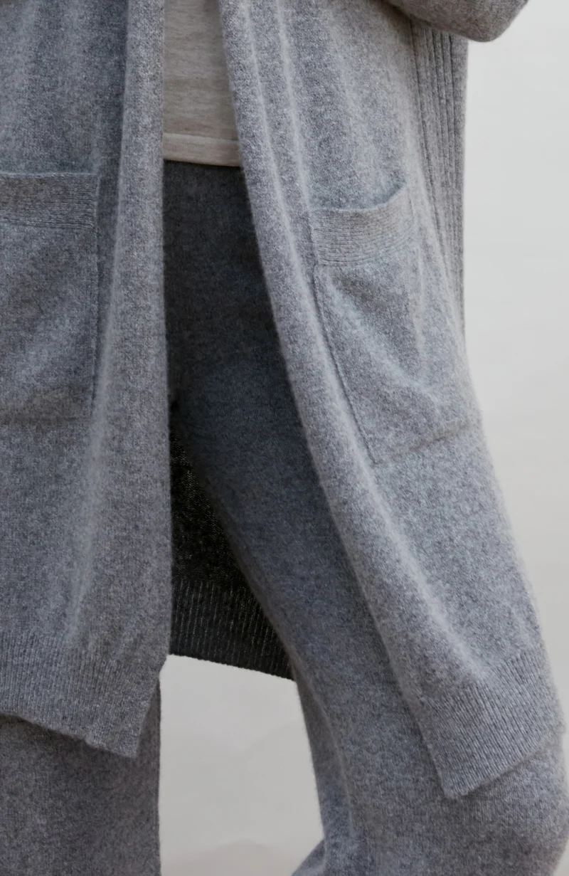 Womens Pure Lambswool Long Line Cardigan with Pockets
