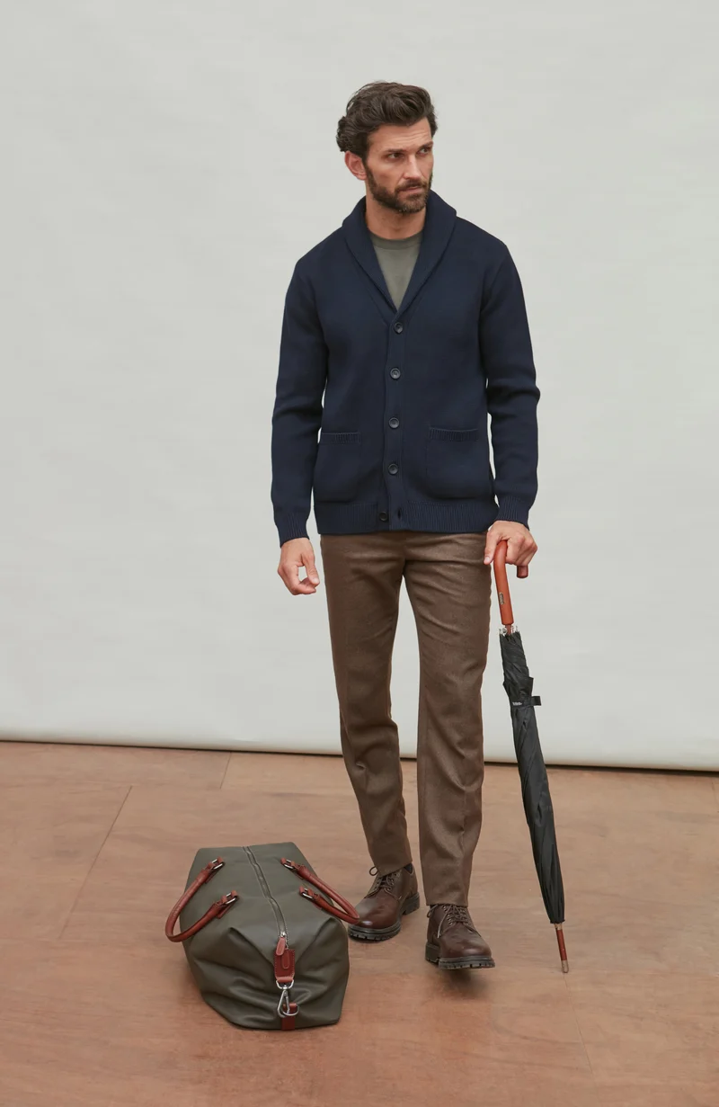 Mens Midweight Cotton Shawl Collar Cardigan