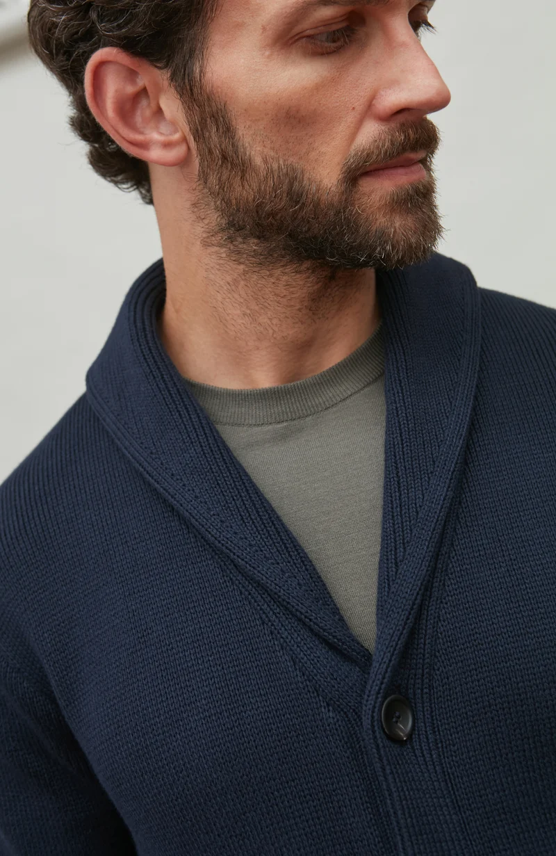 Mens Midweight Cotton Shawl Collar Cardigan