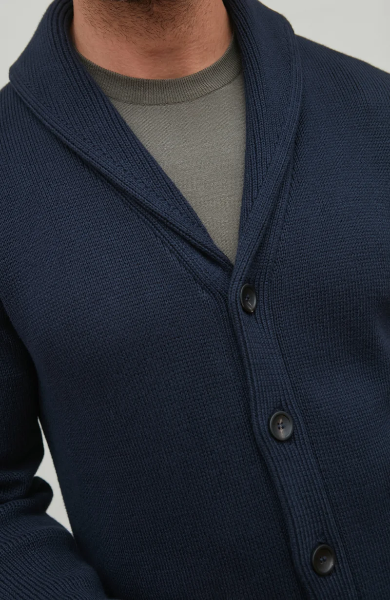 Mens Midweight Cotton Shawl Collar Cardigan