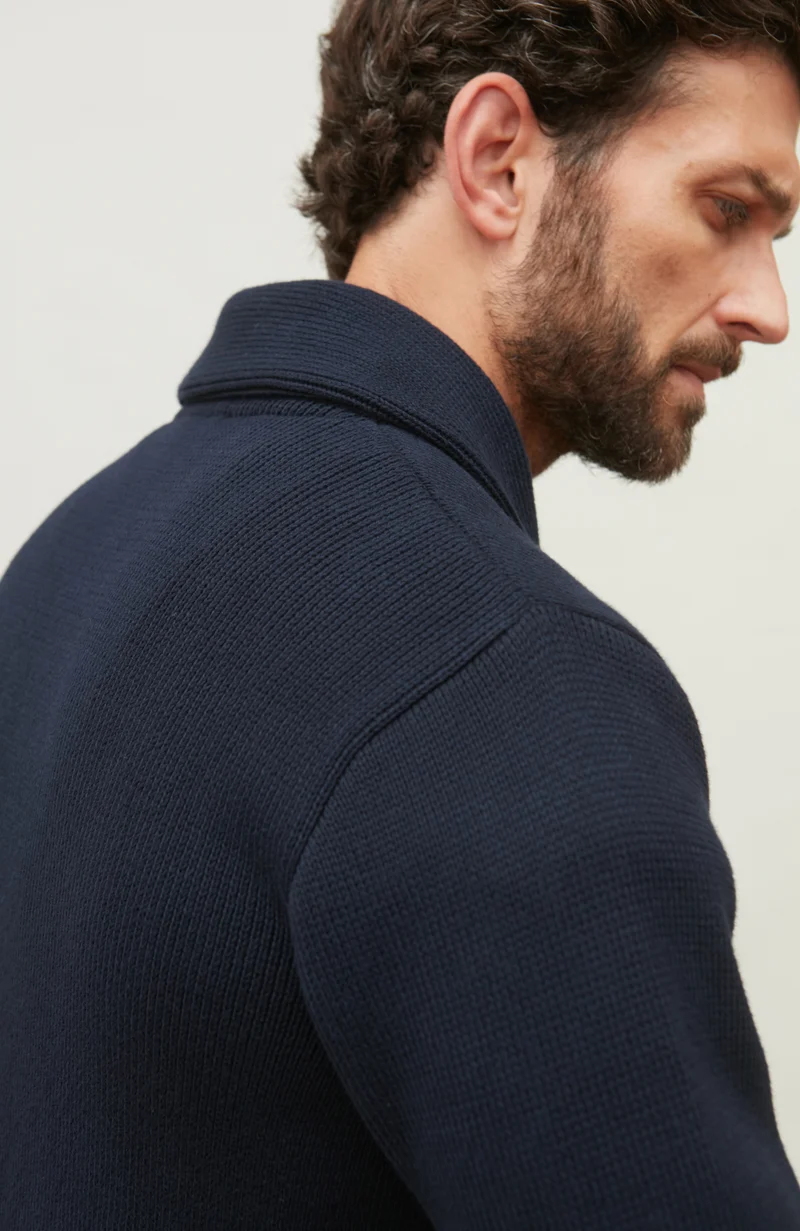 Mens Midweight Cotton Shawl Collar Cardigan