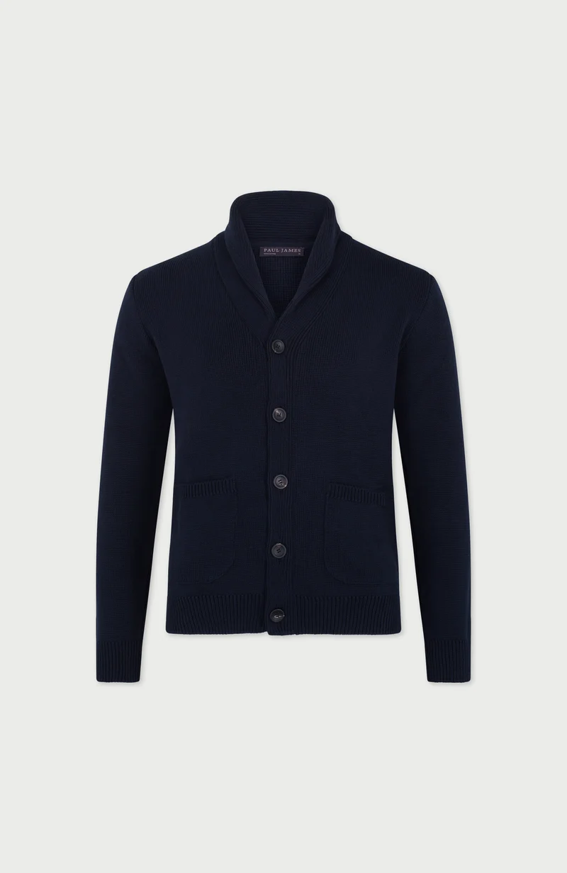 Mens Midweight Cotton Shawl Collar Cardigan