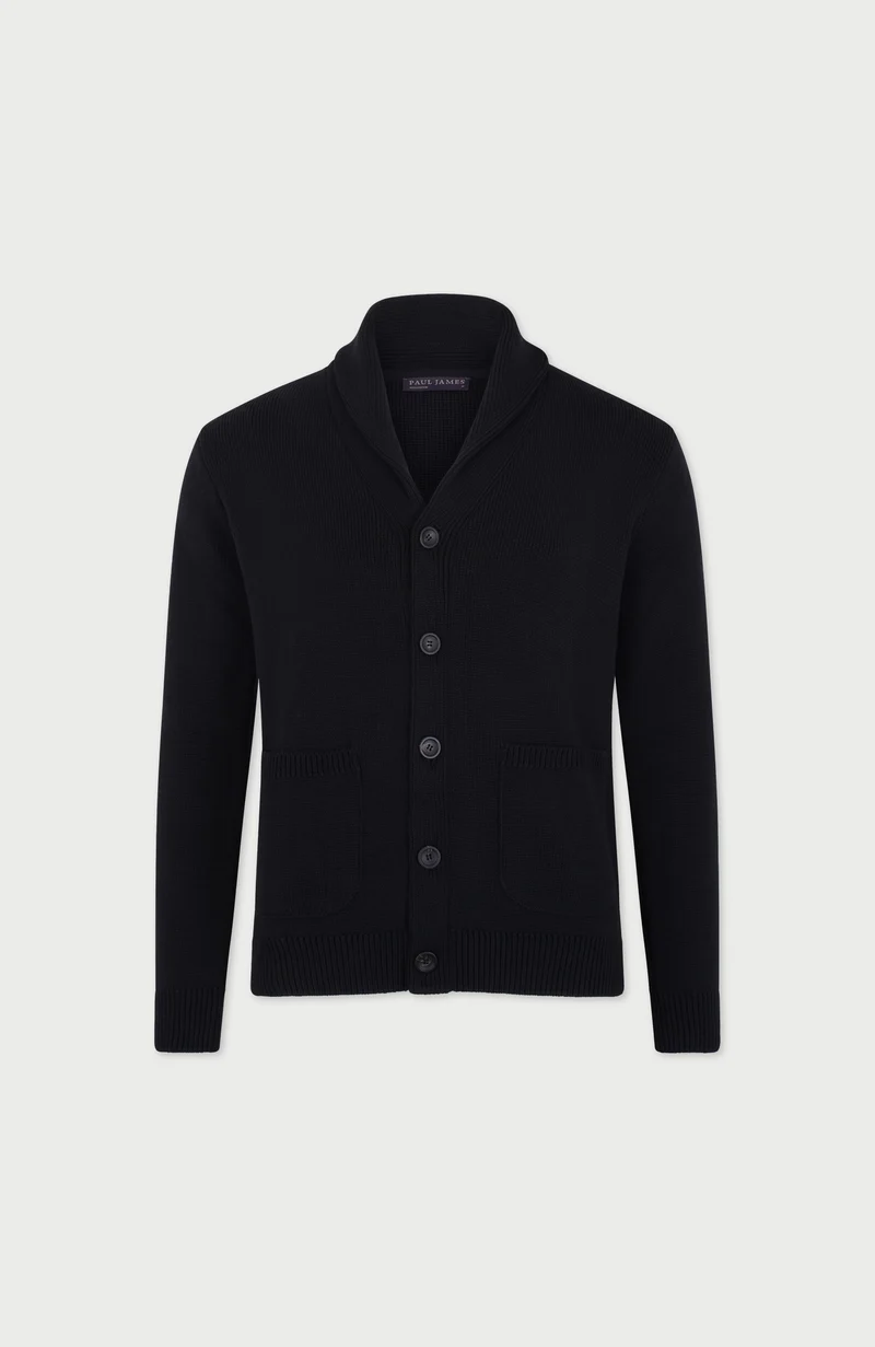 Mens Midweight Cotton Shawl Collar Cardigan